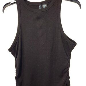 Cynthia Rowley NEW Black Pullover Tank Top with Ruching on each side- XL
